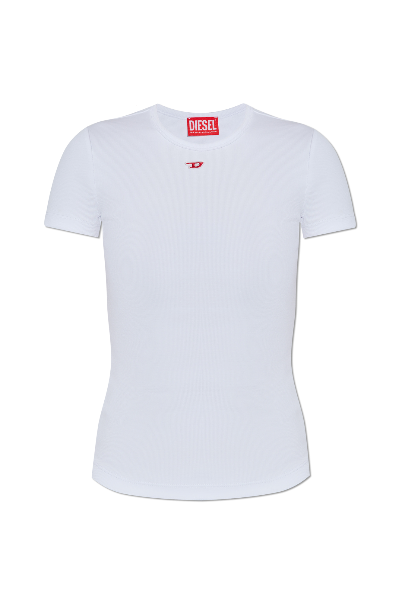 ★DIESEL★ T Elle Long Short Sleeve T-Shirt White A128310WHA Women's Ribbed T-shirt with airbrush print | White | Diesel